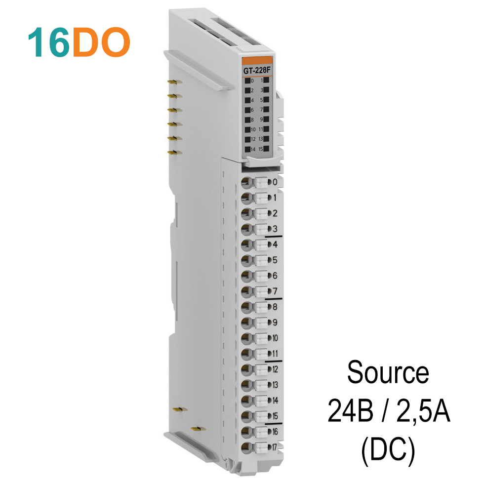 GT-228F Дискретный вывод, 16DO, 24 В/2.5А (DC), Source, RTB 18