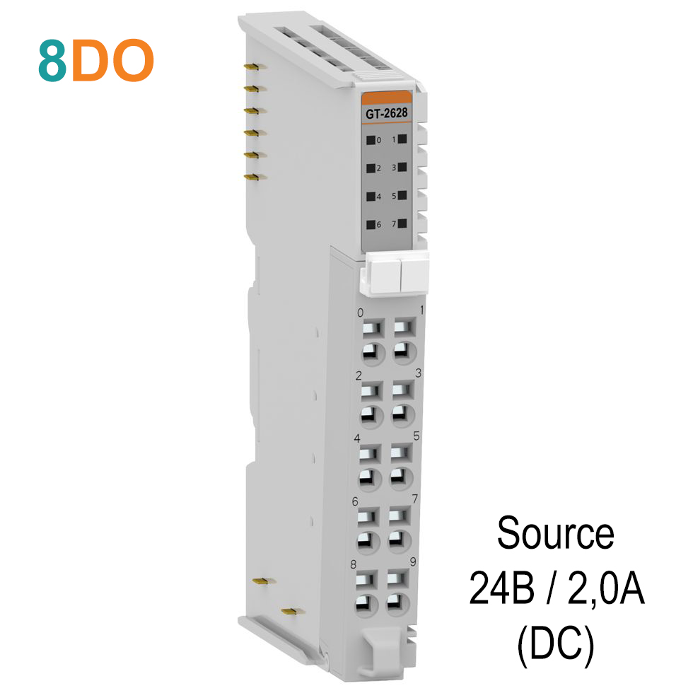 GT-2628 Дискретный вывод, 8DO, 24 В/2А (DC), Source, RTB 10