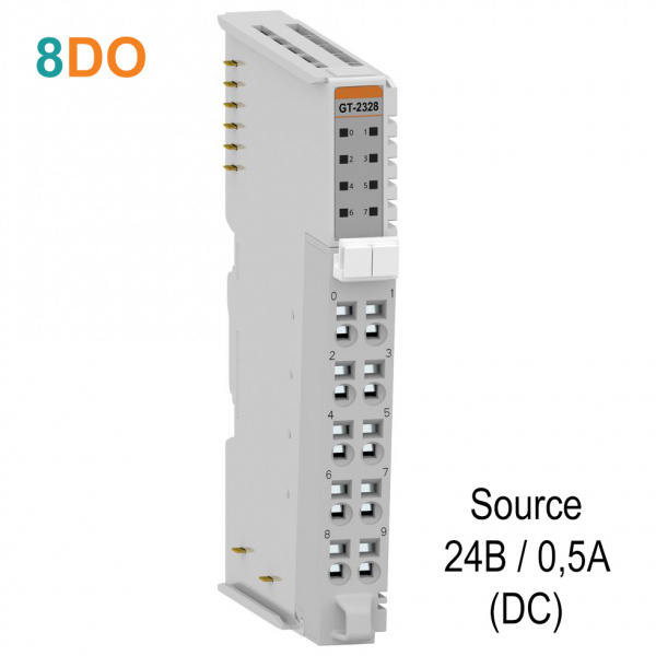GT-2328 Дискретный вывод, 8DO, 24 В/0.5А (DC), Source, RTB 10